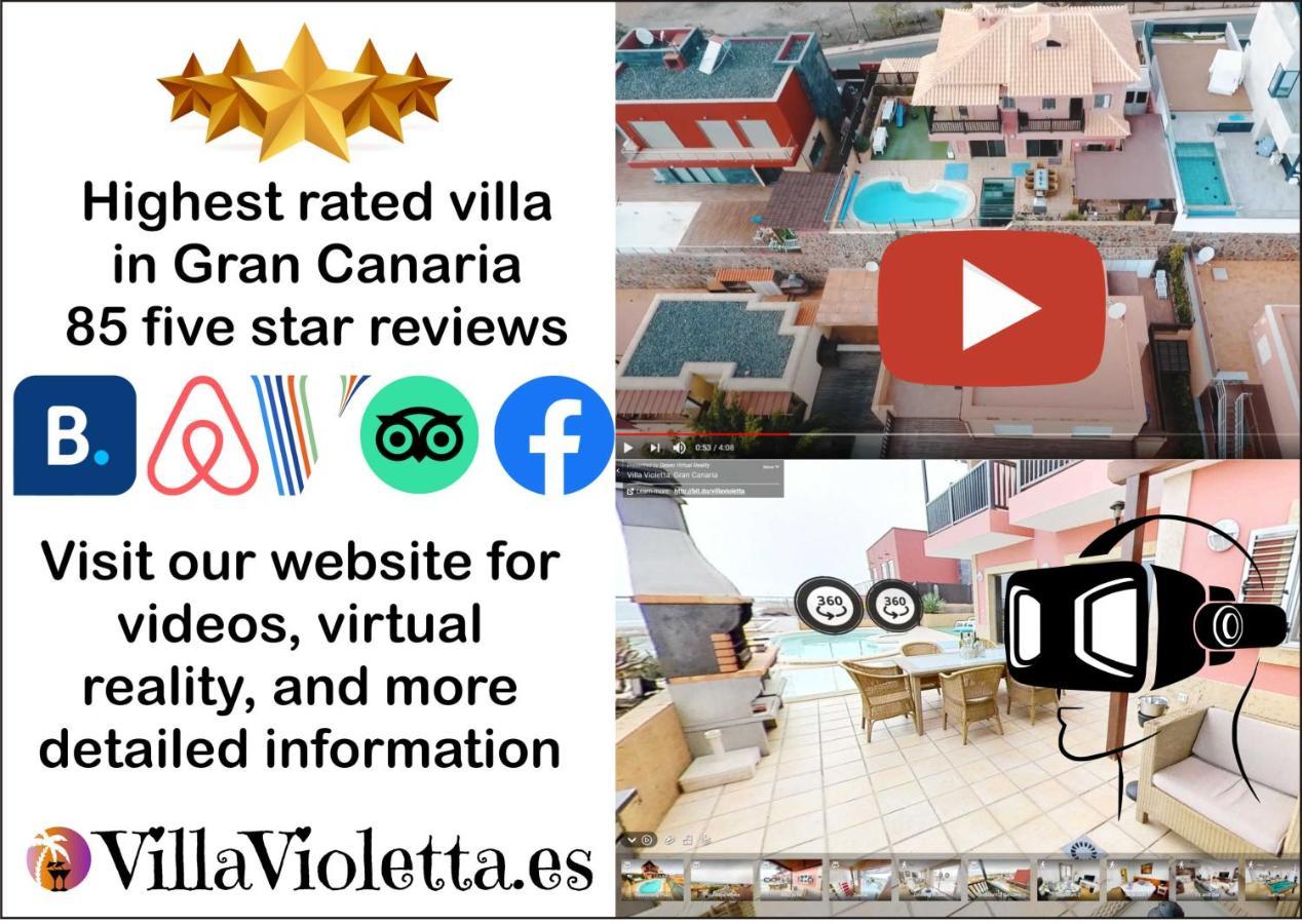 Luxury 5 Star Villa Violetta With Amazing Sea View, Jacuzzi And Heated Pool San Agustin  Exterior photo